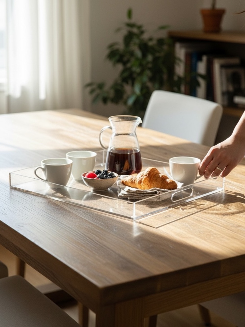 Clear Acrylic Serving Tray with Built-In Handles - $15 - Picture 2 of 10